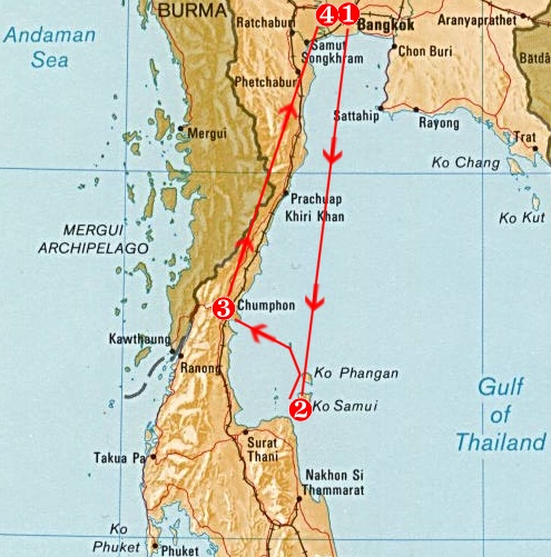 Unsere Route in Thailand